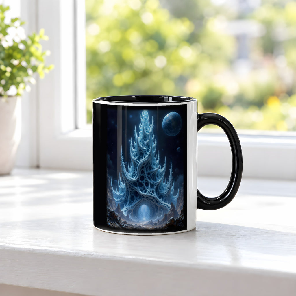 Der Scherbenturm – Tasse innen schwarz, auf der Fensterbank