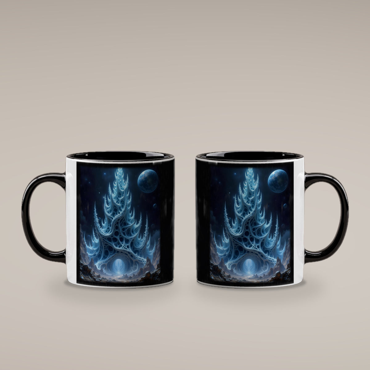 Der Scherbenturm – Tasse innen schwarz, beide Seiten bedruckt