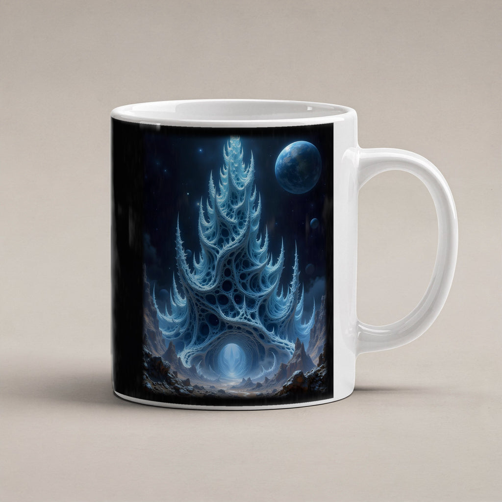 Der Scherbenturm – weiße Tasse, freigestellt