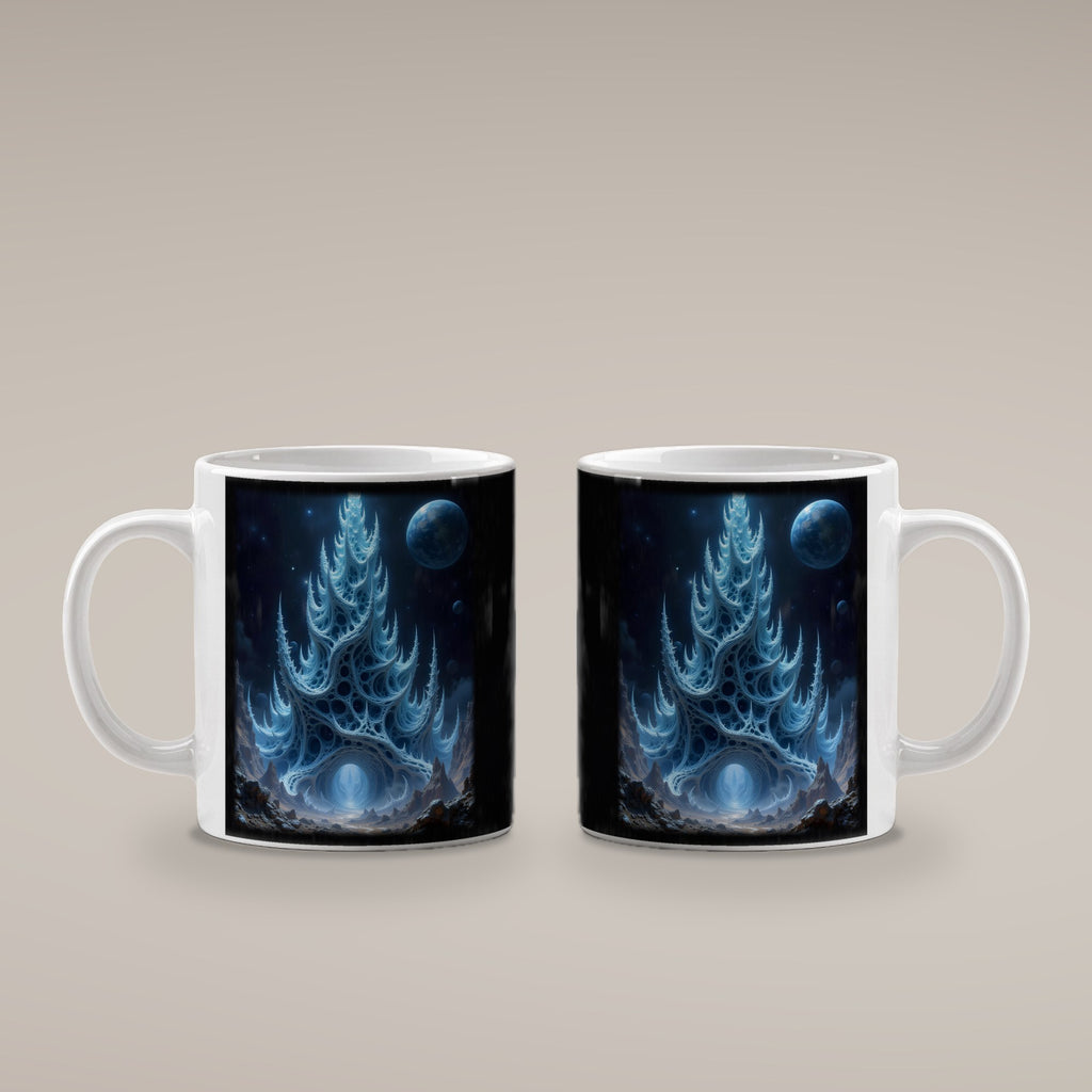 Der Scherbenturm – weiße Tasse, beide Seiten bedruckt