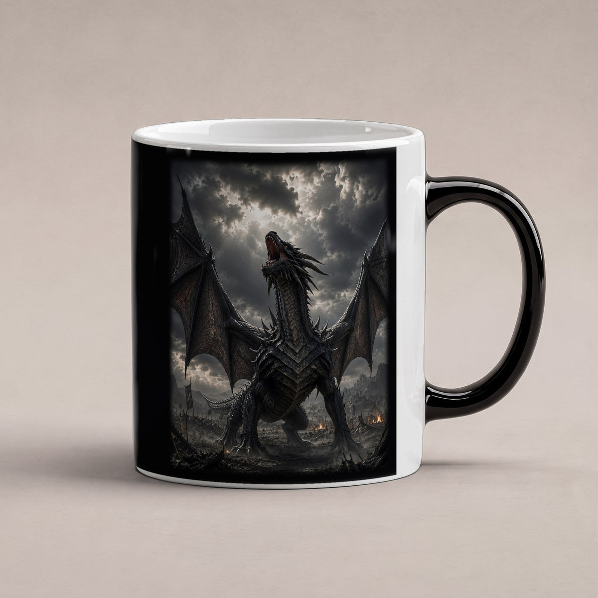 Der Sturmschrei – Black Edition Zaubertasse mit Motiv (heiß), freigestellt