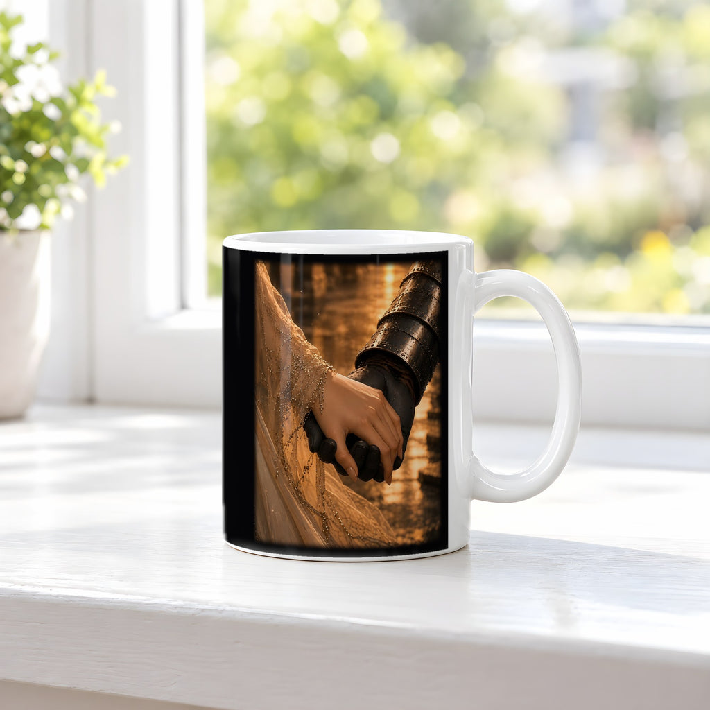 Das stille Versprechen – weiße Tasse, auf der Fensterbank