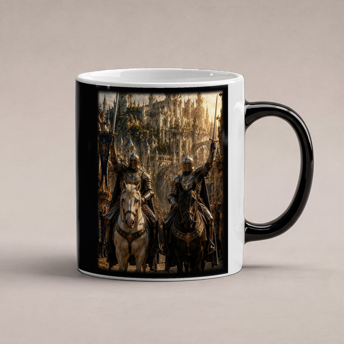 Die Schwertbrüder – Black Edition Zaubertasse mit Motiv (heiß), freigestellt