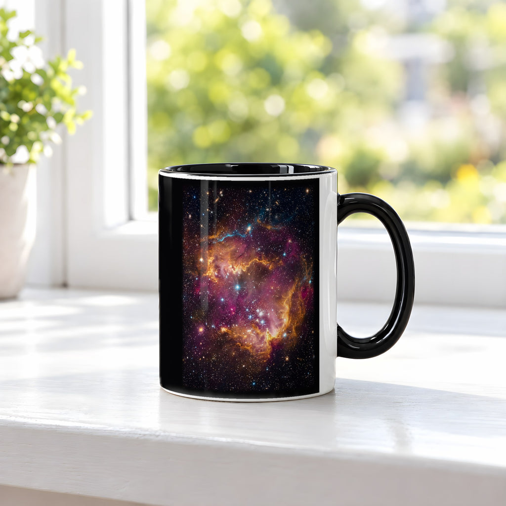 Die Sternenwiege – Tasse innen schwarz, auf der Fensterbank