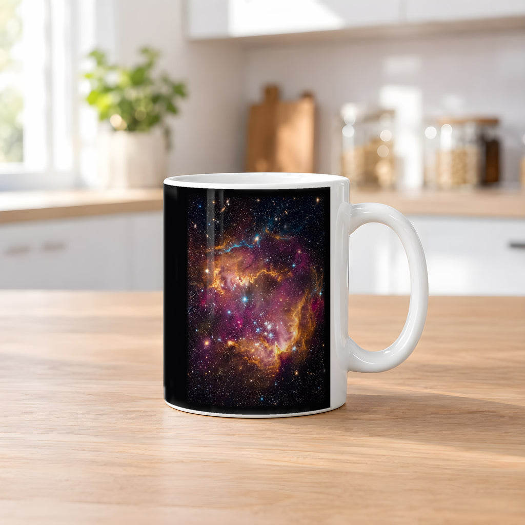 Die Sternenwiege – weiße Tasse, auf dem Küchentresen
