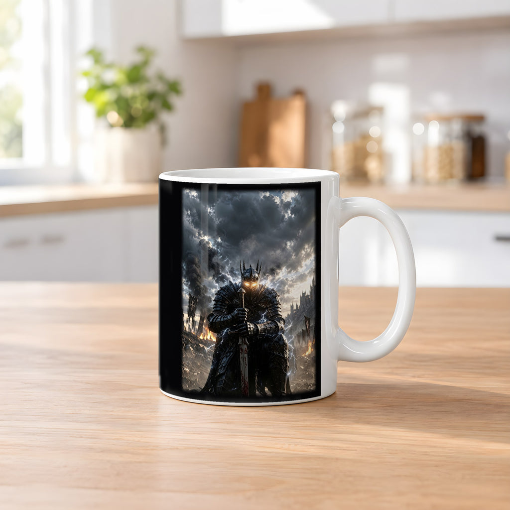 Der Sturmwächter – weiße Tasse, auf dem Küchentresen