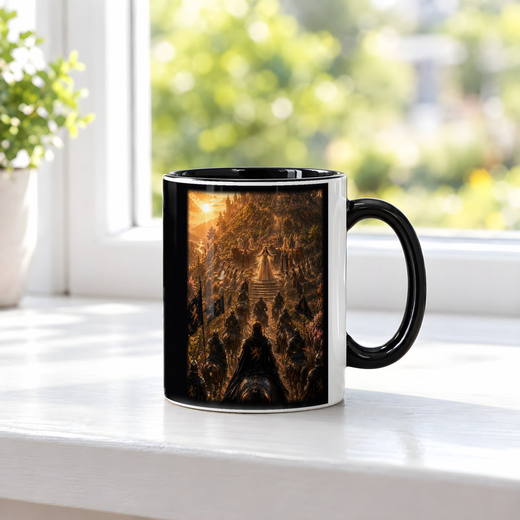 Der Siegeszug – Tasse innen schwarz, auf der Fensterbank