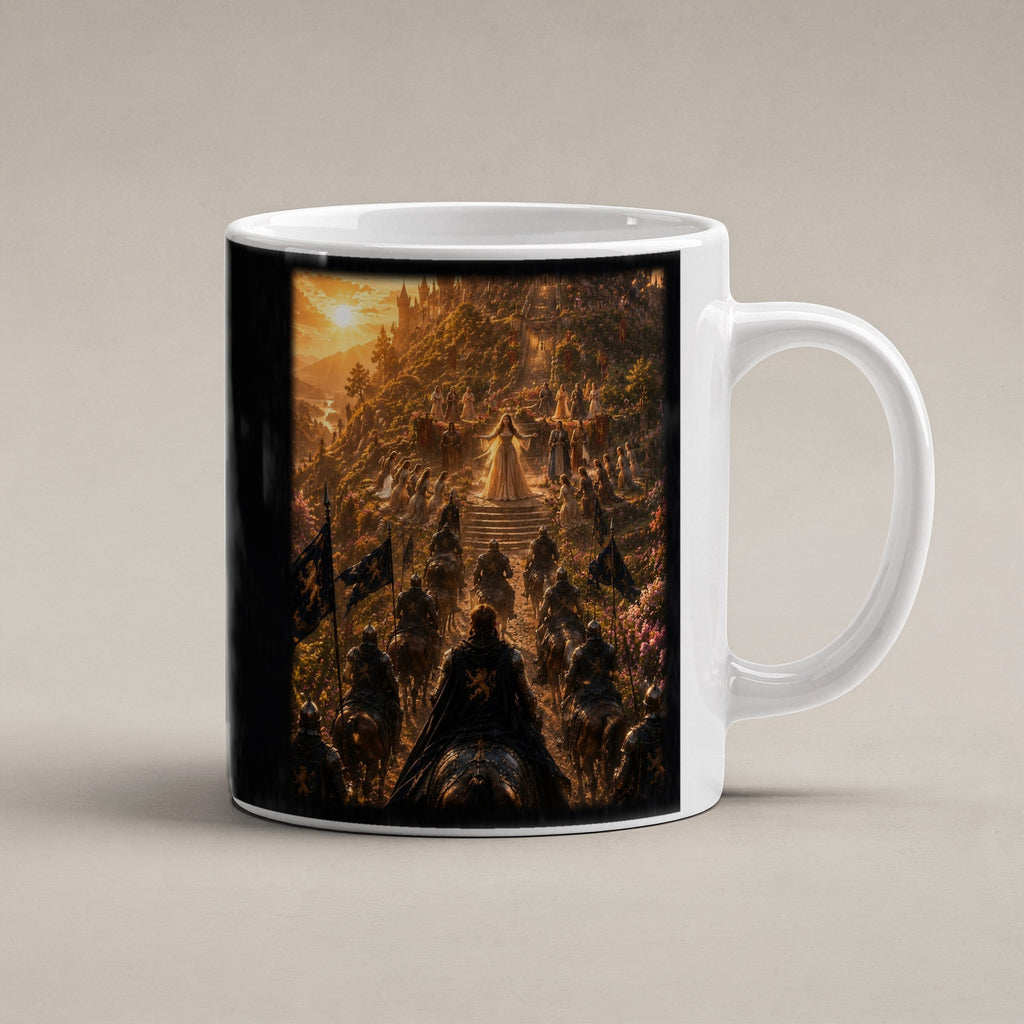 Der Siegeszug – weiße Tasse, freigestellt