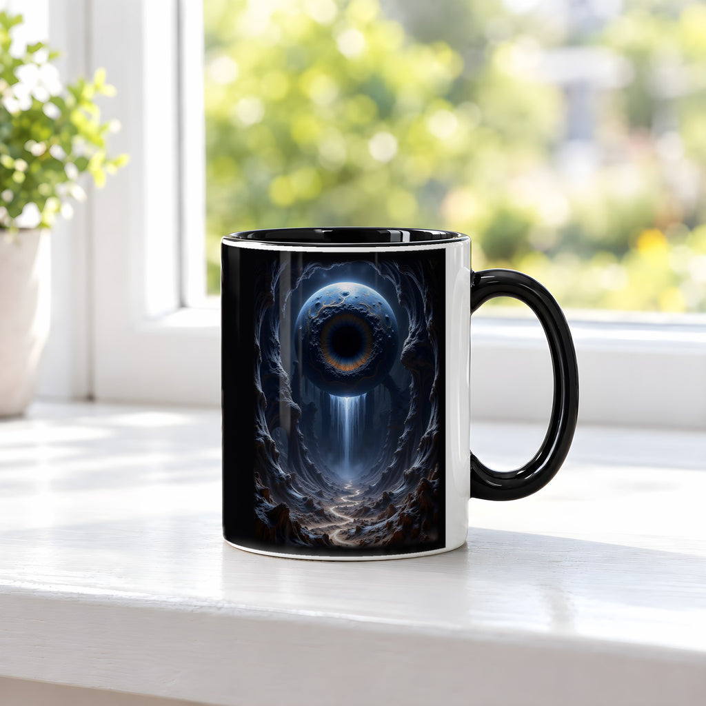 Das Tränenauge – Tasse innen schwarz, auf der Fensterbank