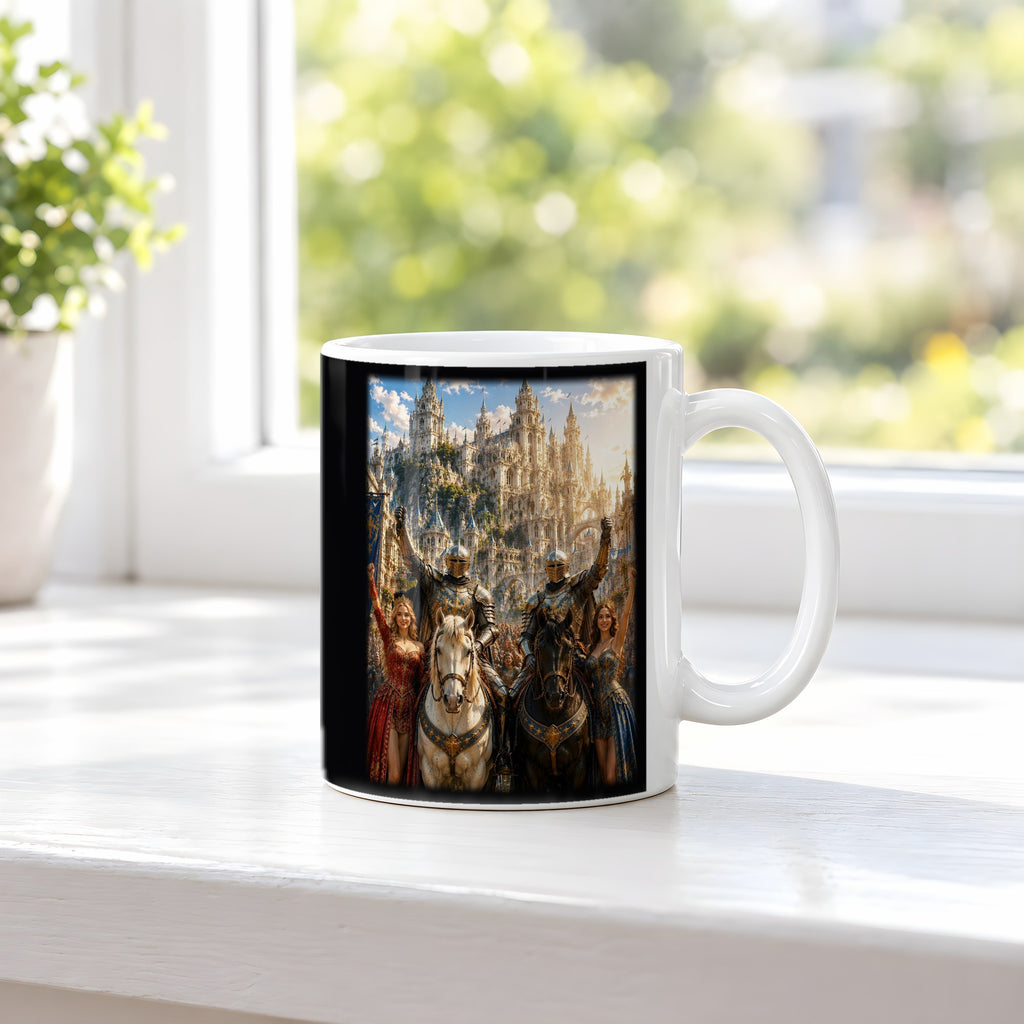 Der Tag des Sieges – weiße Tasse, auf der Fensterbank