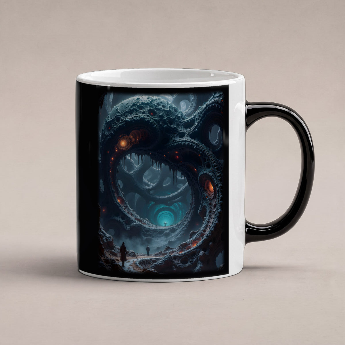 Das Tor der Tiefe – Black Edition Zaubertasse mit Motiv (heiß), freigestellt