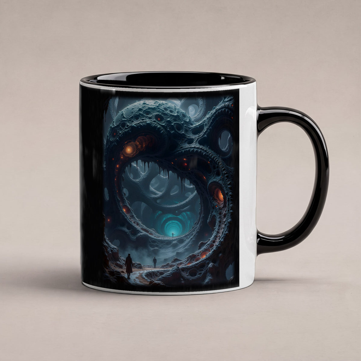 Das Tor der Tiefe – Tasse innen schwarz, freigestellt