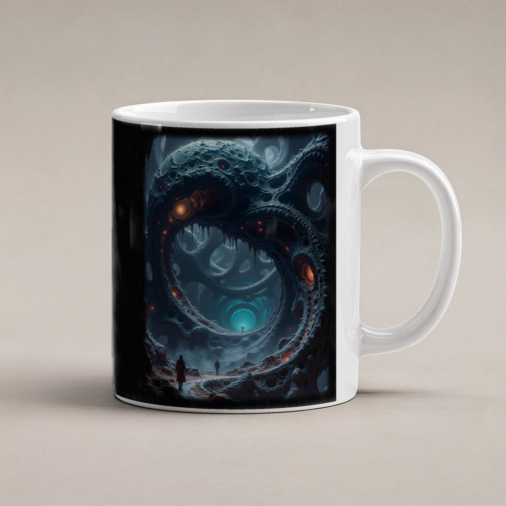 Das Tor der Tiefe – weiße Tasse, freigestellt