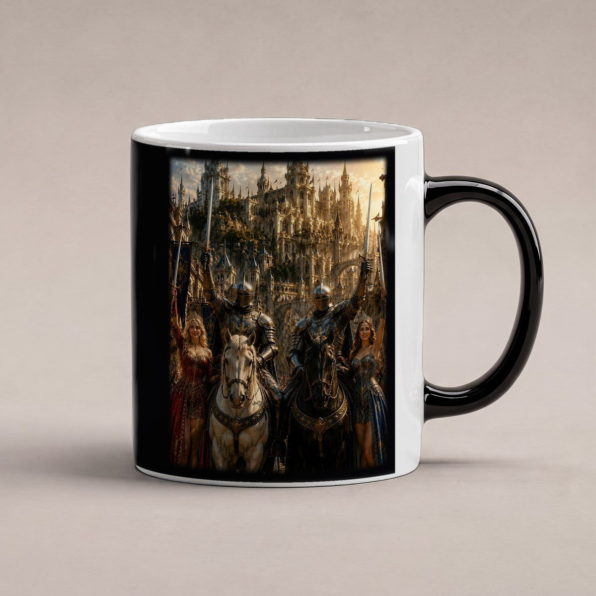 Der Triumphzug – Black Edition Zaubertasse mit Motiv (heiß), freigestellt
