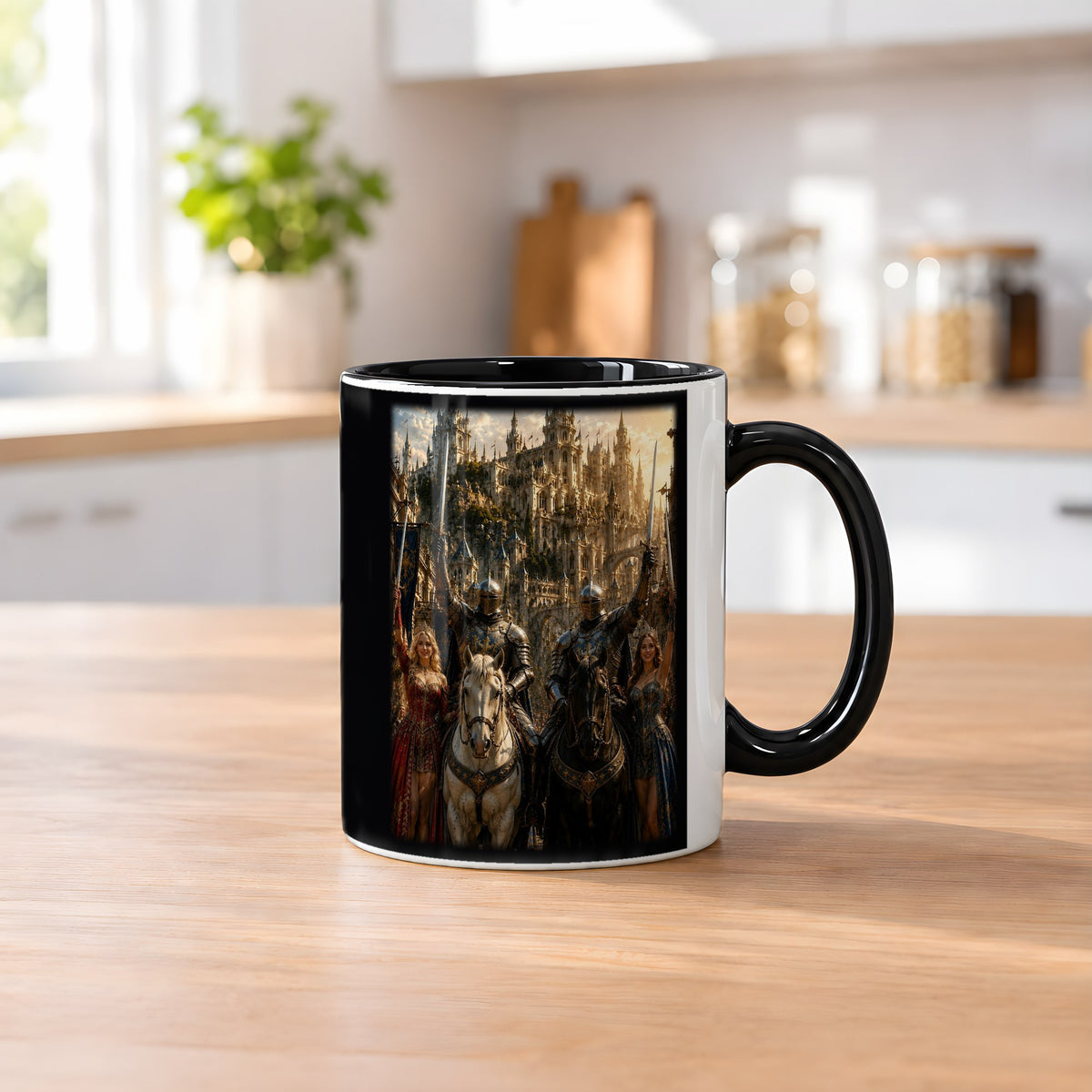 Der Triumphzug – Tasse innen schwarz, auf dem Küchentresen