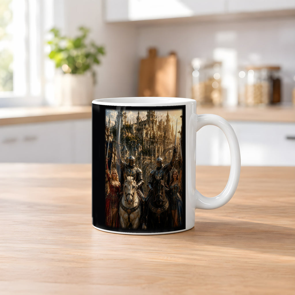 Der Triumphzug – weiße Tasse, auf dem Küchentresen