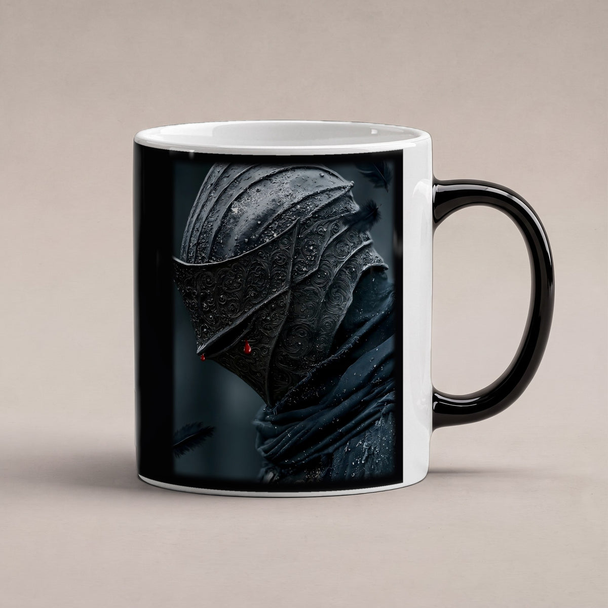 Tränen des Schwarzen Ritters – Black Edition Zaubertasse mit Motiv (heiß), freigestellt