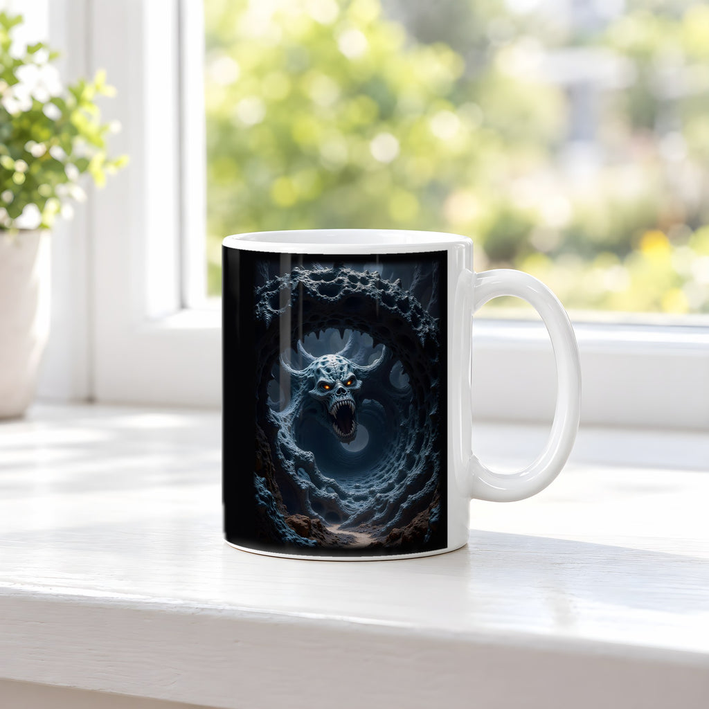Das Totenmaul – weiße Tasse, auf der Fensterbank