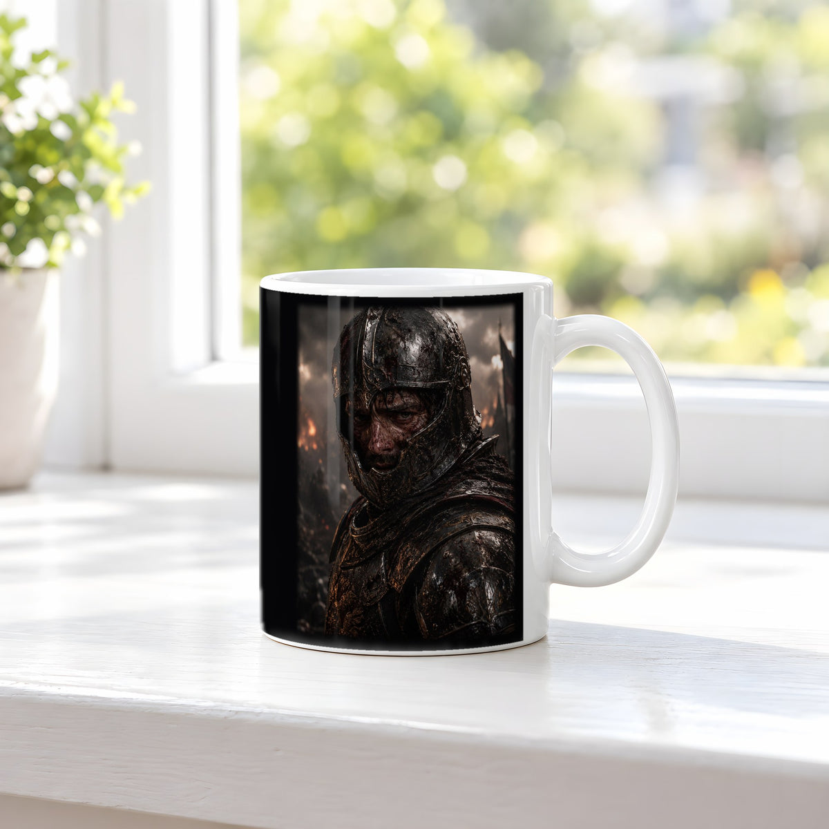 Der Überlebende – weiße Tasse, auf der Fensterbank