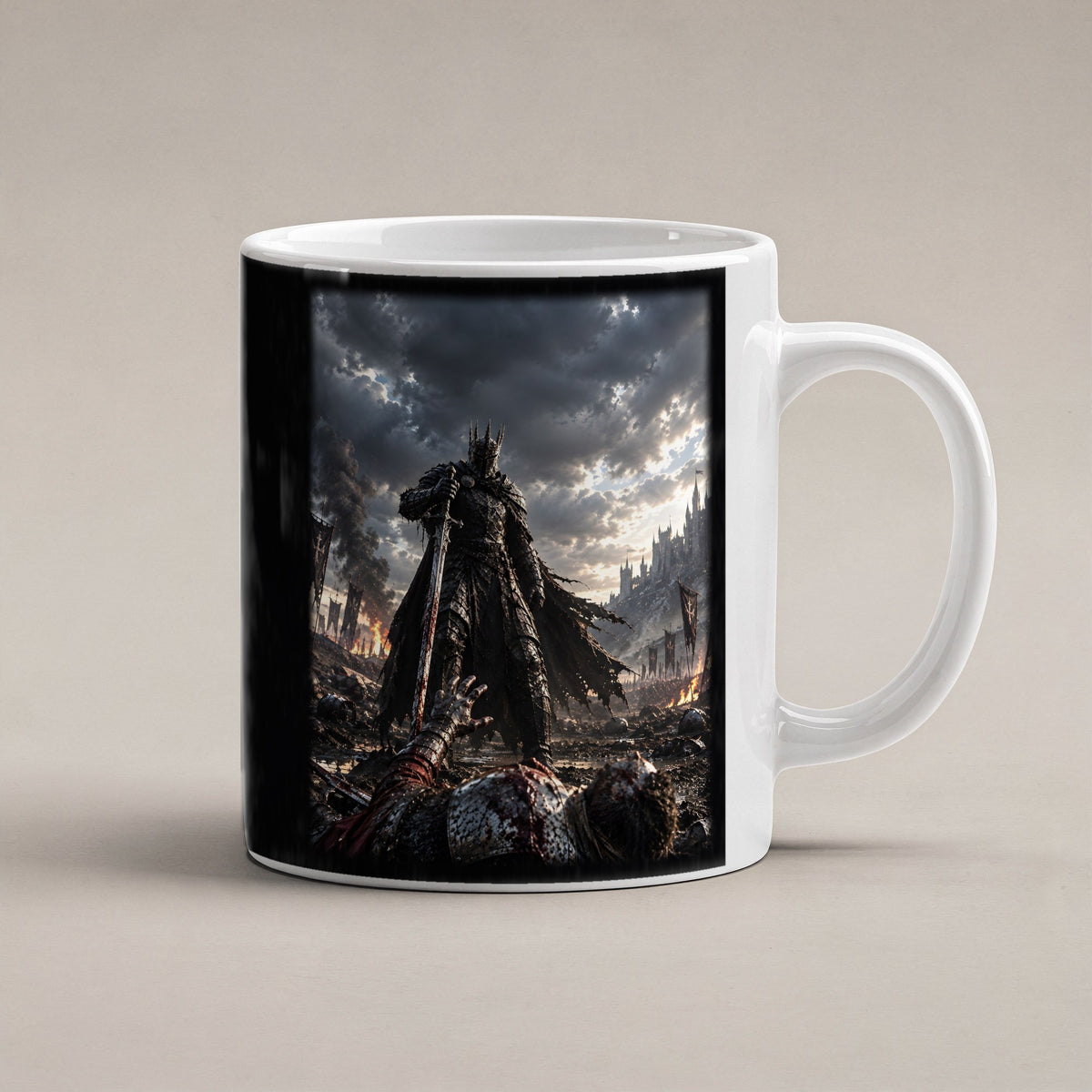 Über den Gefallenen – weiße Tasse, freigestellt