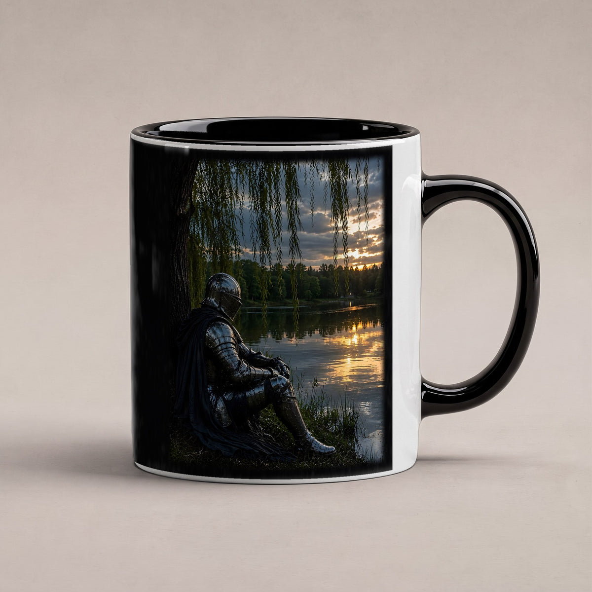 Unter der Weide – Tasse innen schwarz, freigestellt