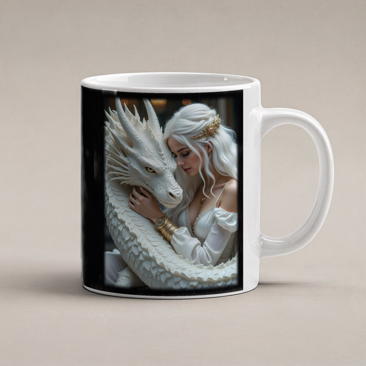 Die Umarmung – weiße Tasse, freigestellt
