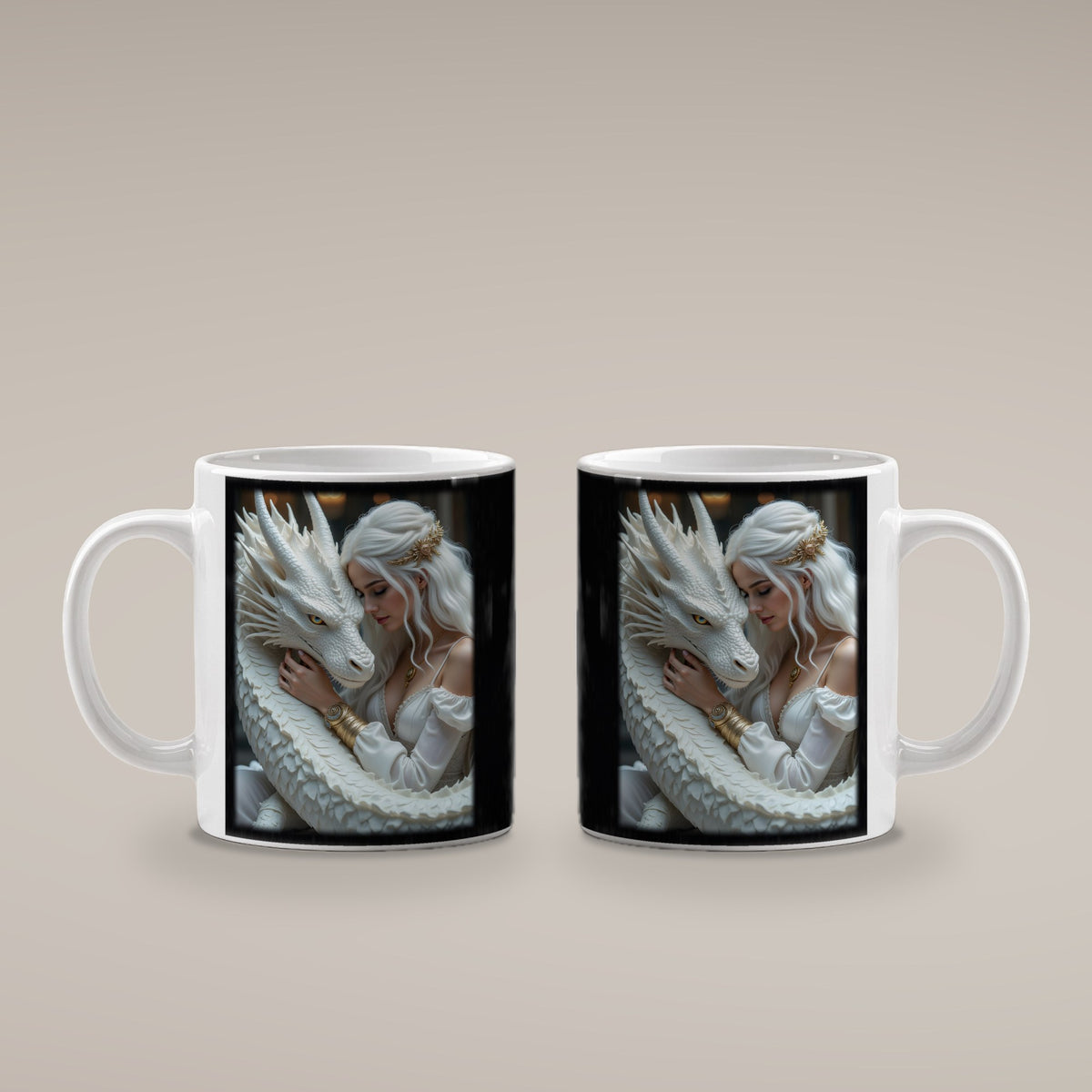 Die Umarmung – weiße Tasse, beide Seiten bedruckt