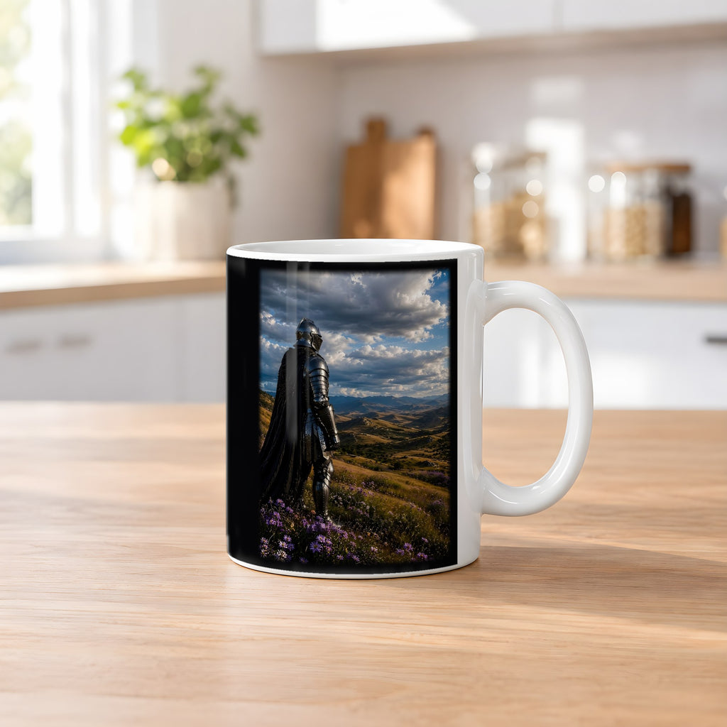 Unter weitem Himmel – weiße Tasse, auf dem Küchentresen