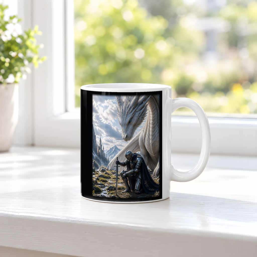 Unter weißen Schwingen – weiße Tasse, auf der Fensterbank