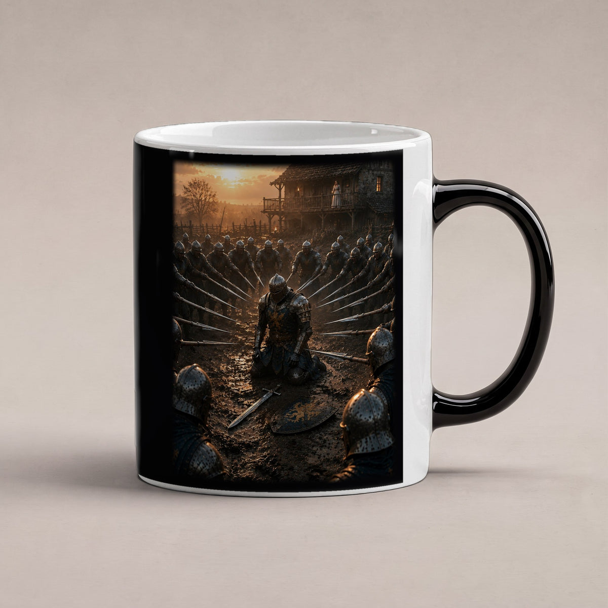 Vor ihren Augen – Black Edition Zaubertasse mit Motiv (heiß), freigestellt