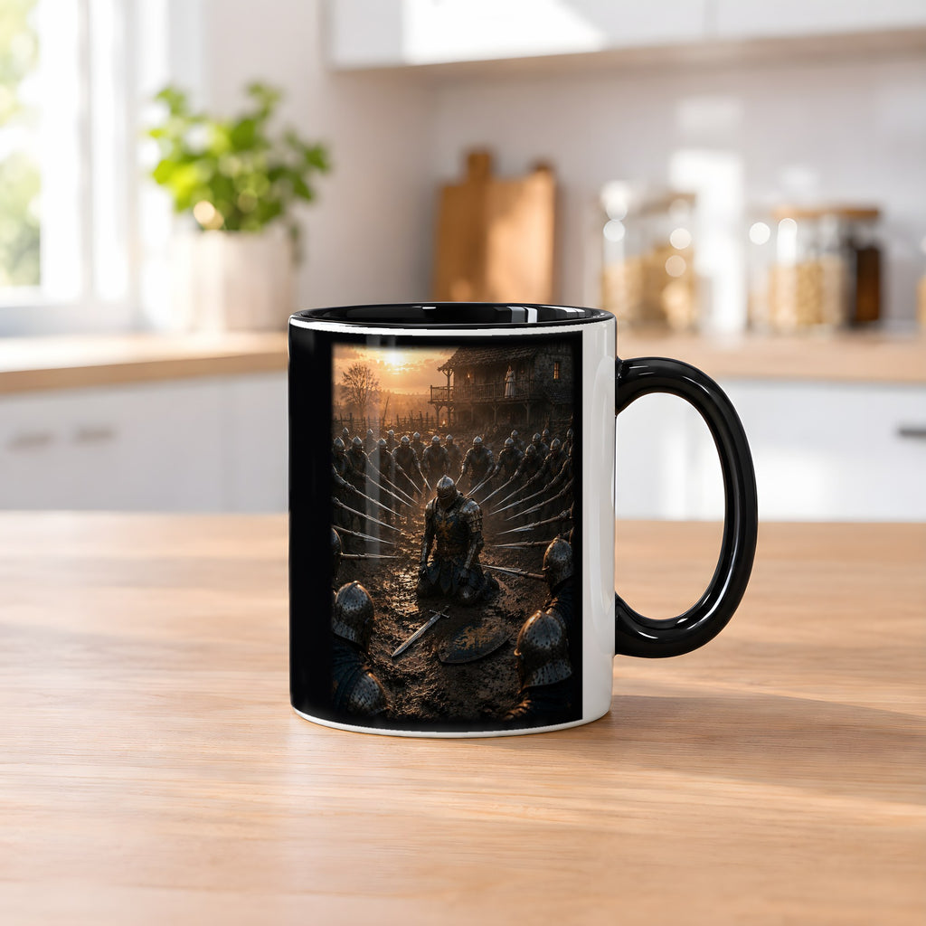 Vor ihren Augen – Tasse innen schwarz, auf dem Küchentresen