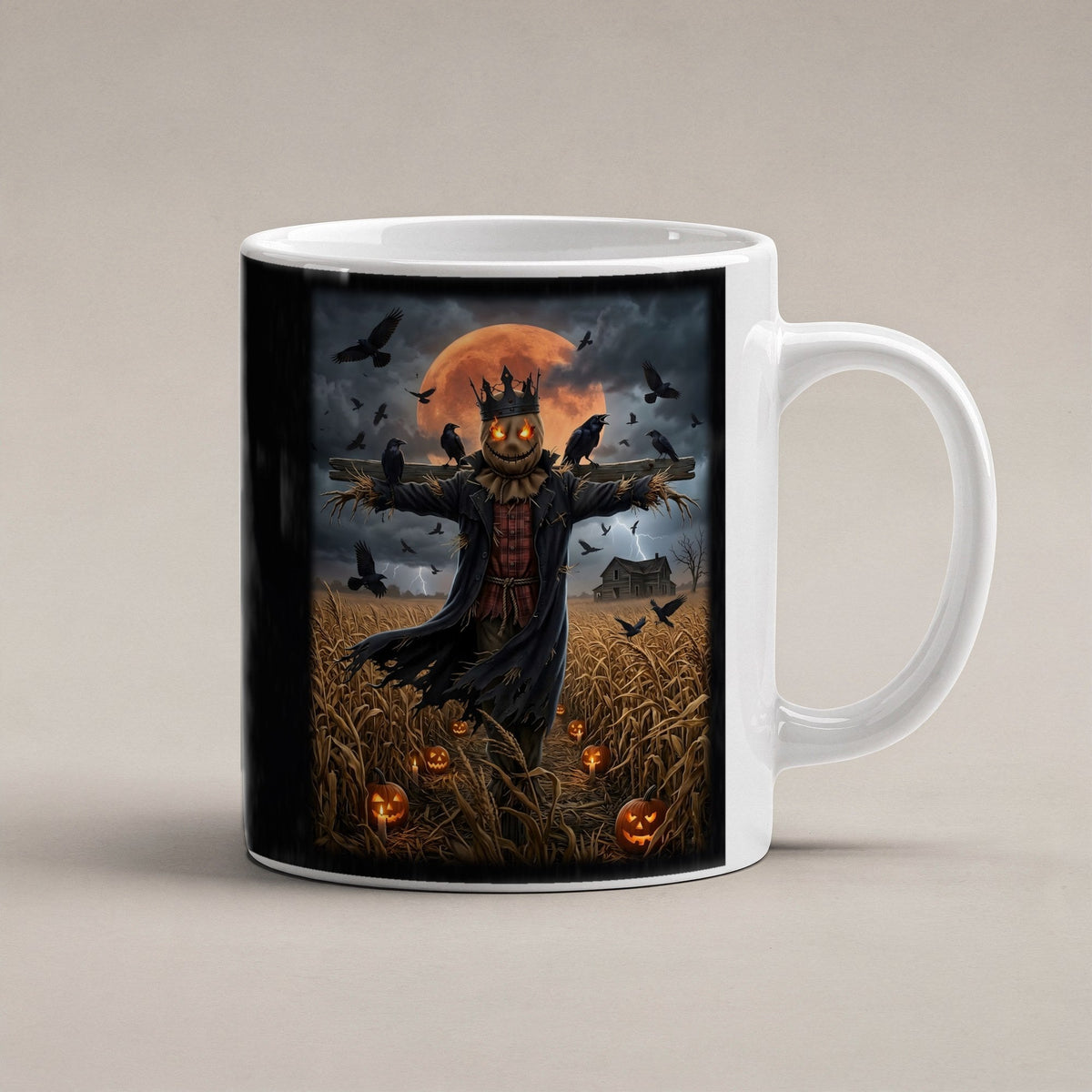 Der Vogelscheuchen-König – weiße Tasse, freigestellt