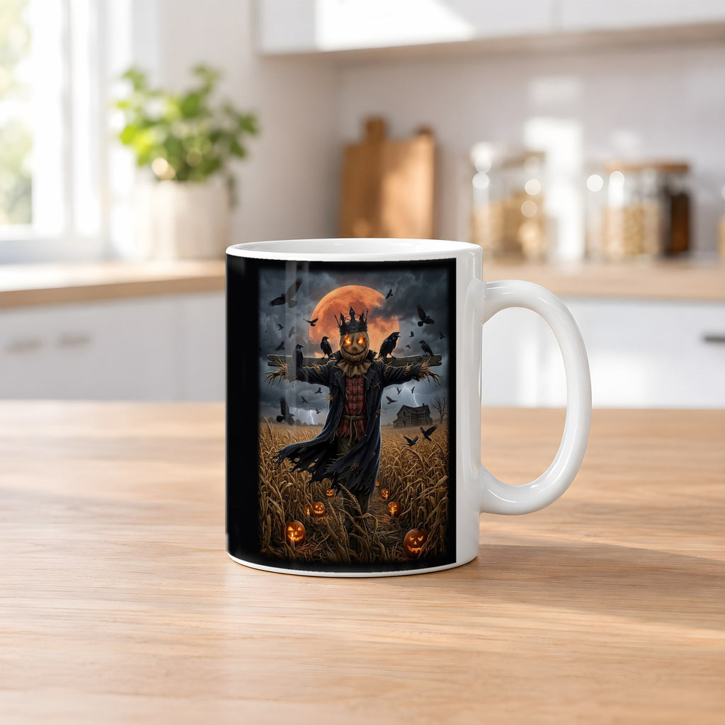 Der Vogelscheuchen-König – weiße Tasse, auf dem Küchentresen