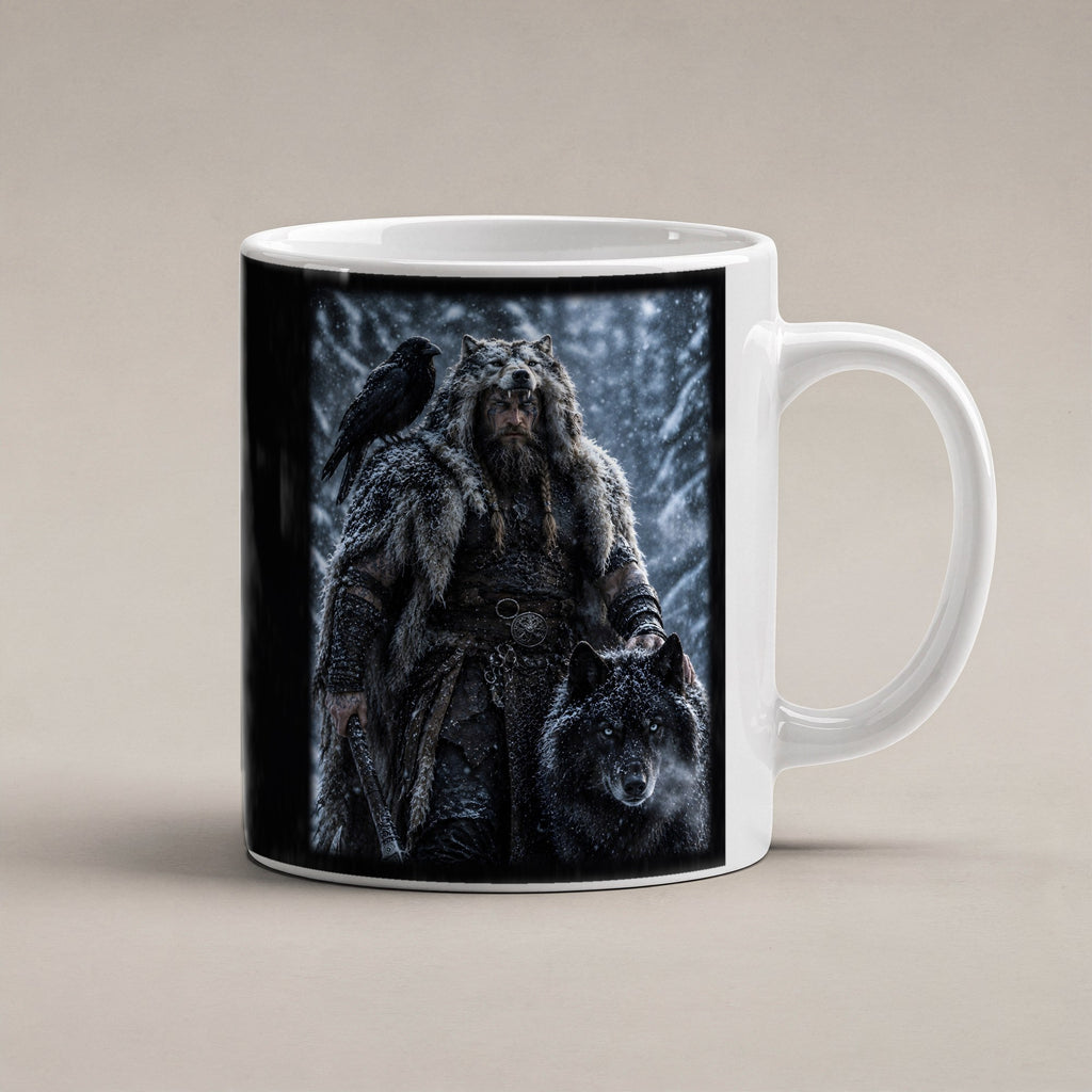 Der Wolfsbruder – weiße Tasse, freigestellt