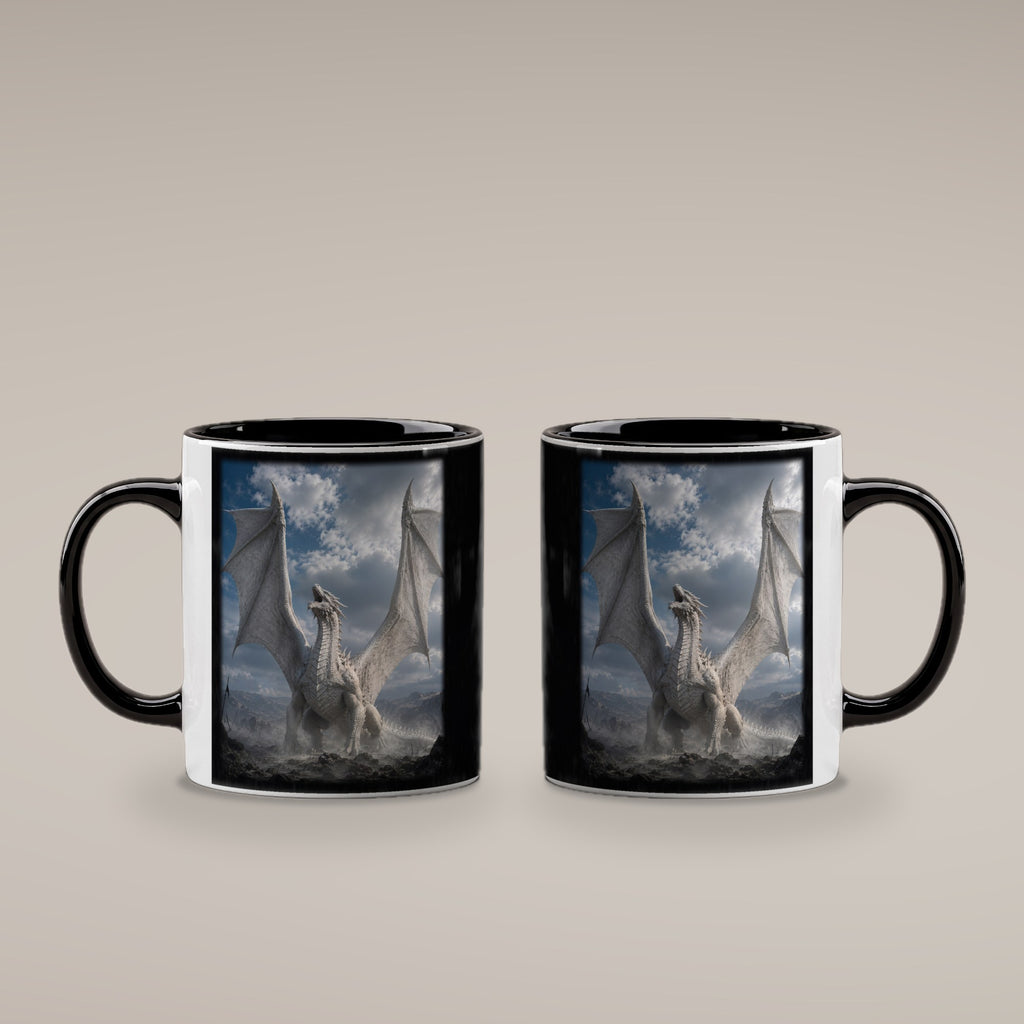 Der Weiße Drache – Tasse innen schwarz, beide Seiten bedruckt
