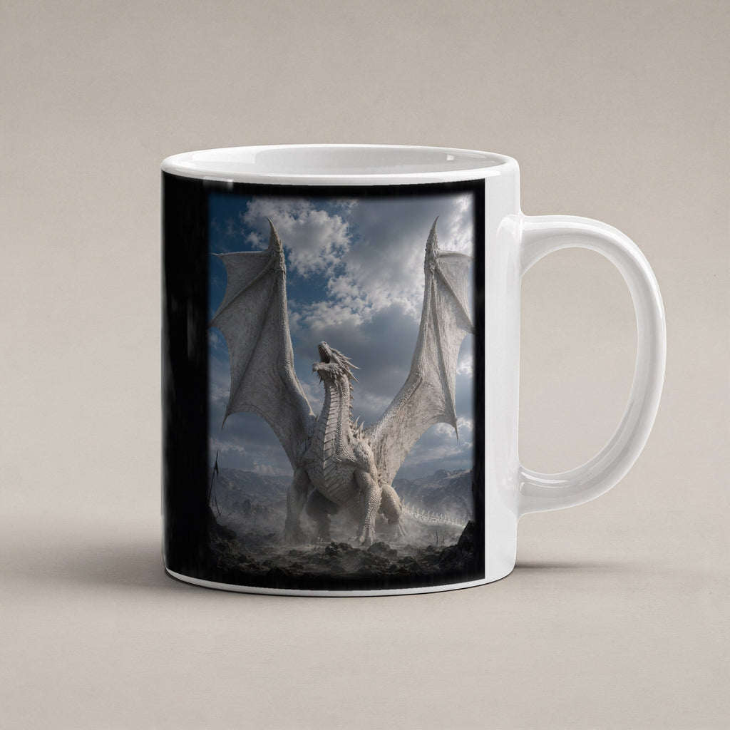 Der Weiße Drache – weiße Tasse, freigestellt