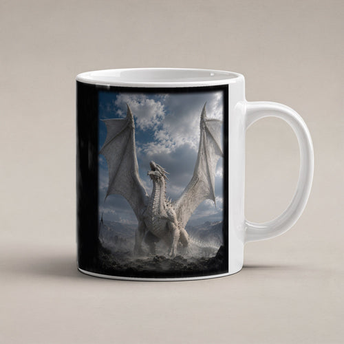 Der Weiße Drache – weiße Tasse, freigestellt