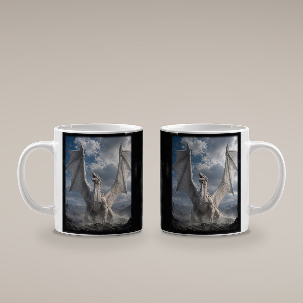 Der Weiße Drache – weiße Tasse, beide Seiten bedruckt