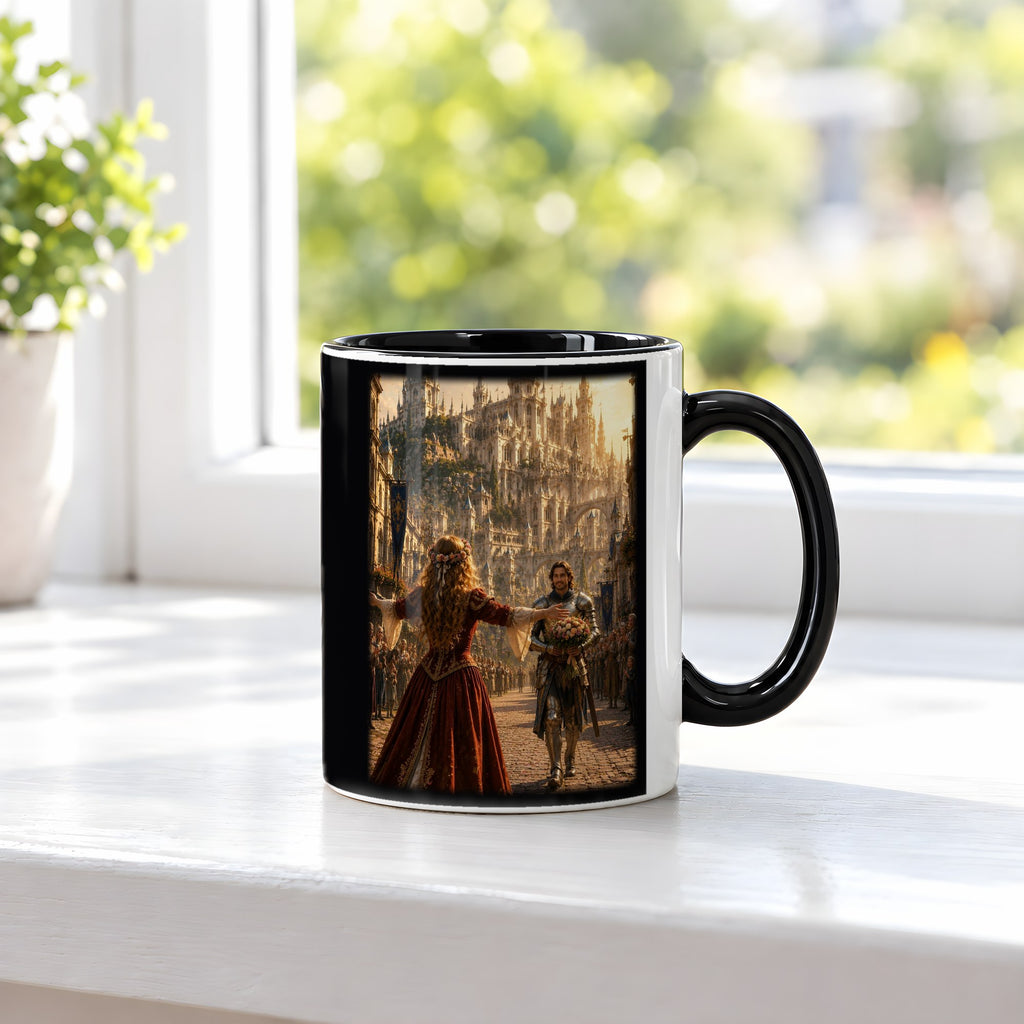 Das Wiedersehen – Tasse innen schwarz, auf der Fensterbank