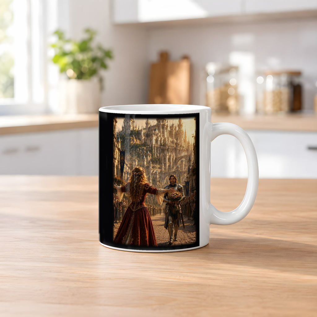Das Wiedersehen – weiße Tasse, auf dem Küchentresen