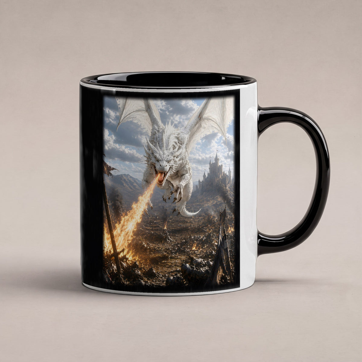 Weißglut – Tasse innen schwarz, freigestellt