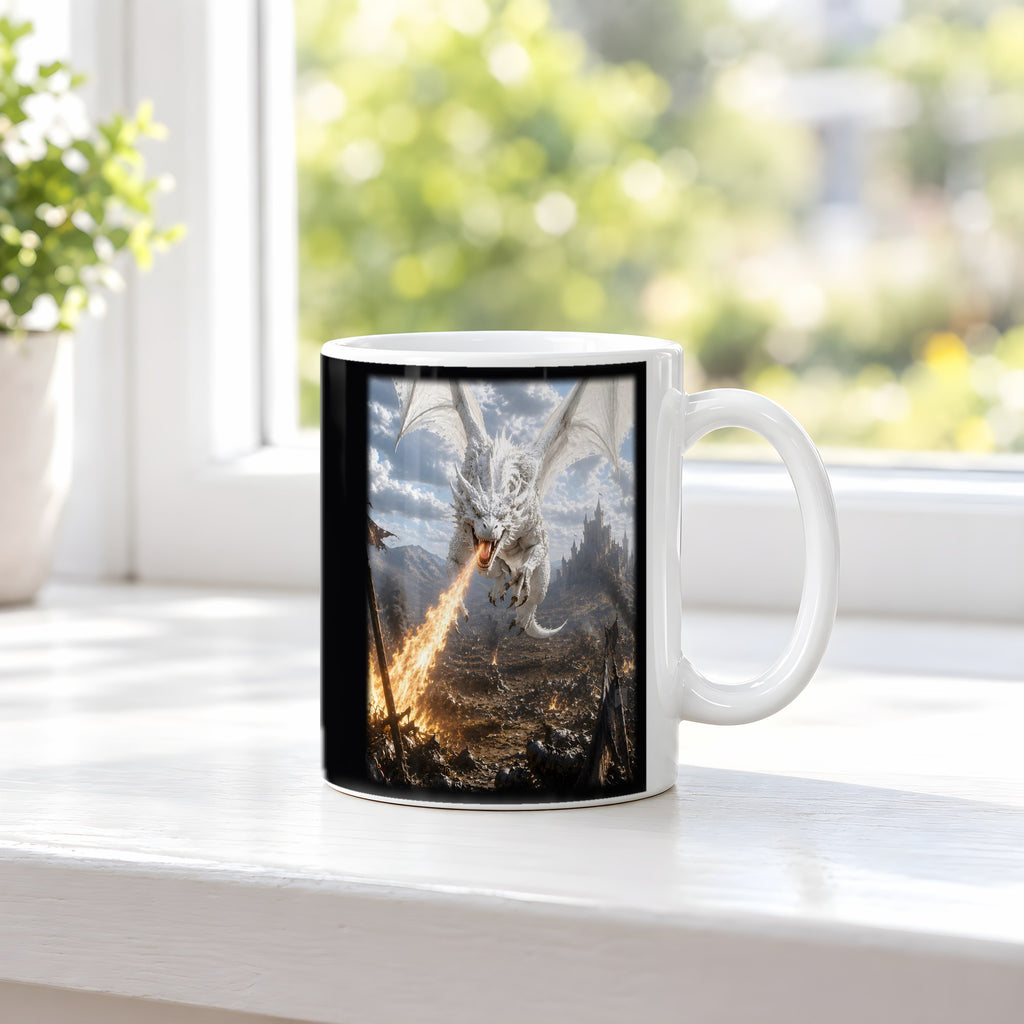 Weißglut – weiße Tasse, auf der Fensterbank