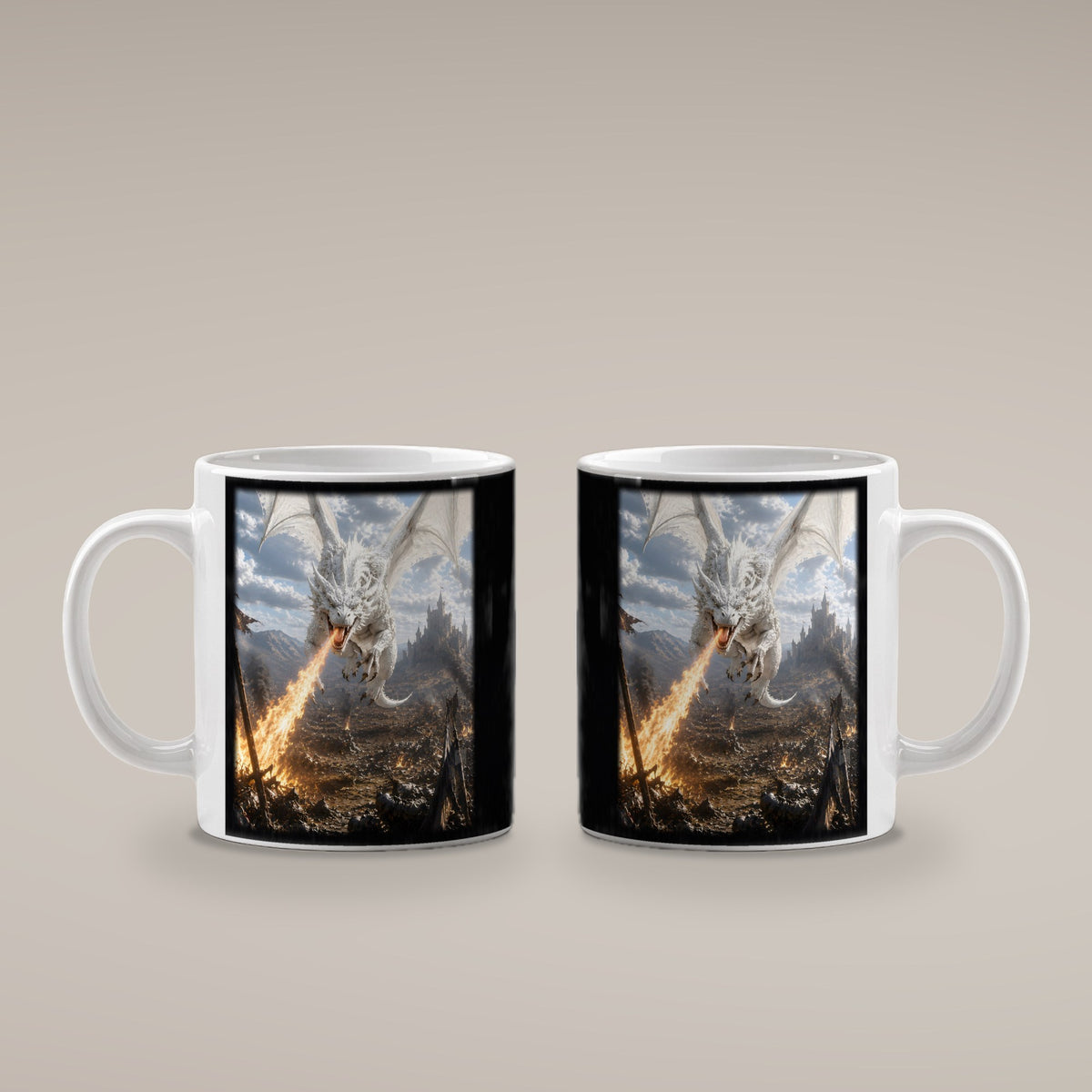 Weißglut – weiße Tasse, beide Seiten bedruckt