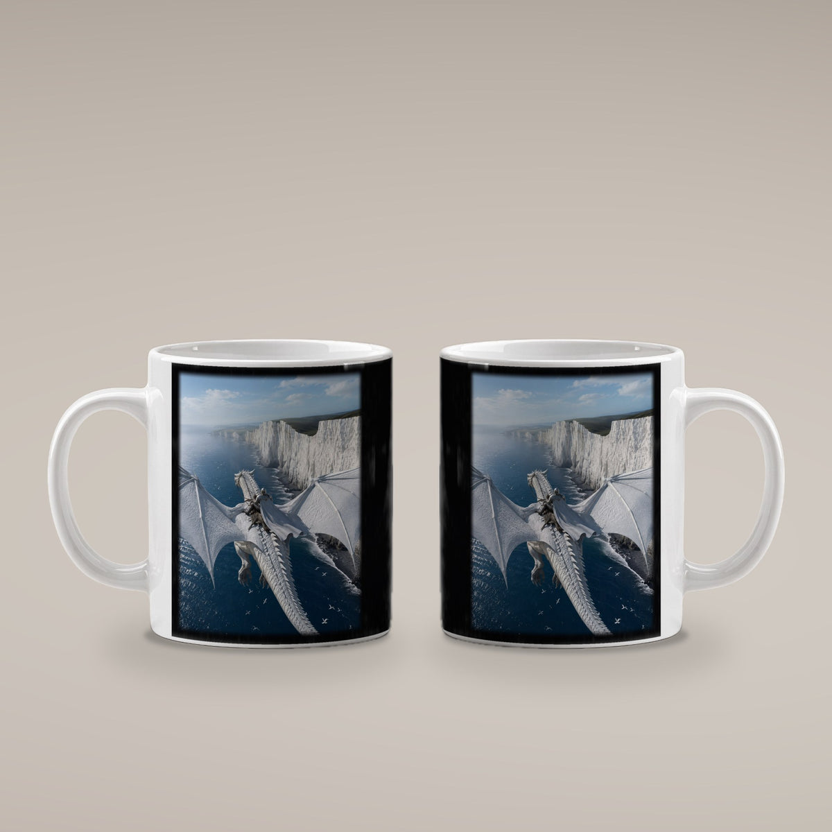Der Wächter der Klippen – weiße Tasse, beide Seiten bedruckt