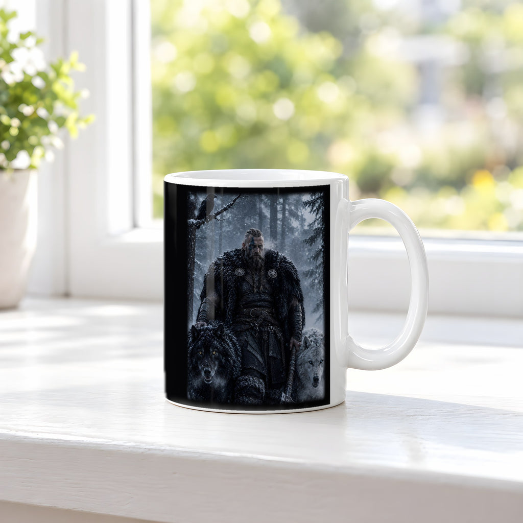 Die Wolfsmeute – weiße Tasse, auf der Fensterbank