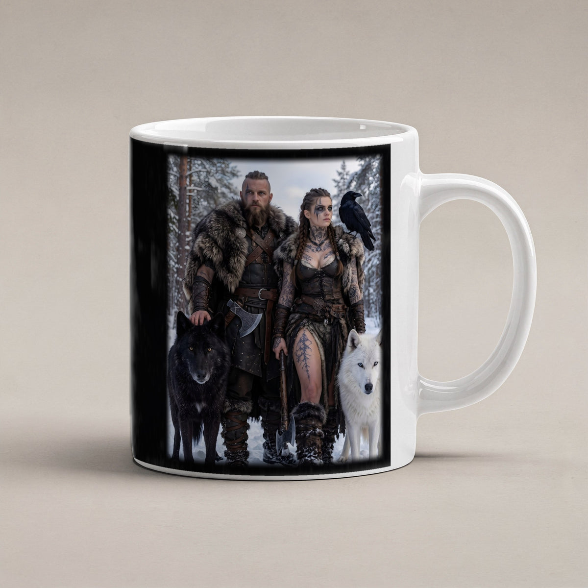 Das Wolfspaar – weiße Tasse, freigestellt