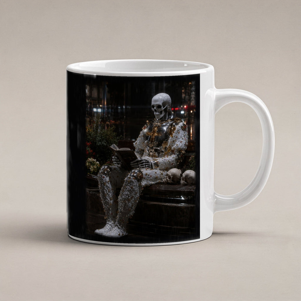 Der Wartende – weiße Tasse, freigestellt