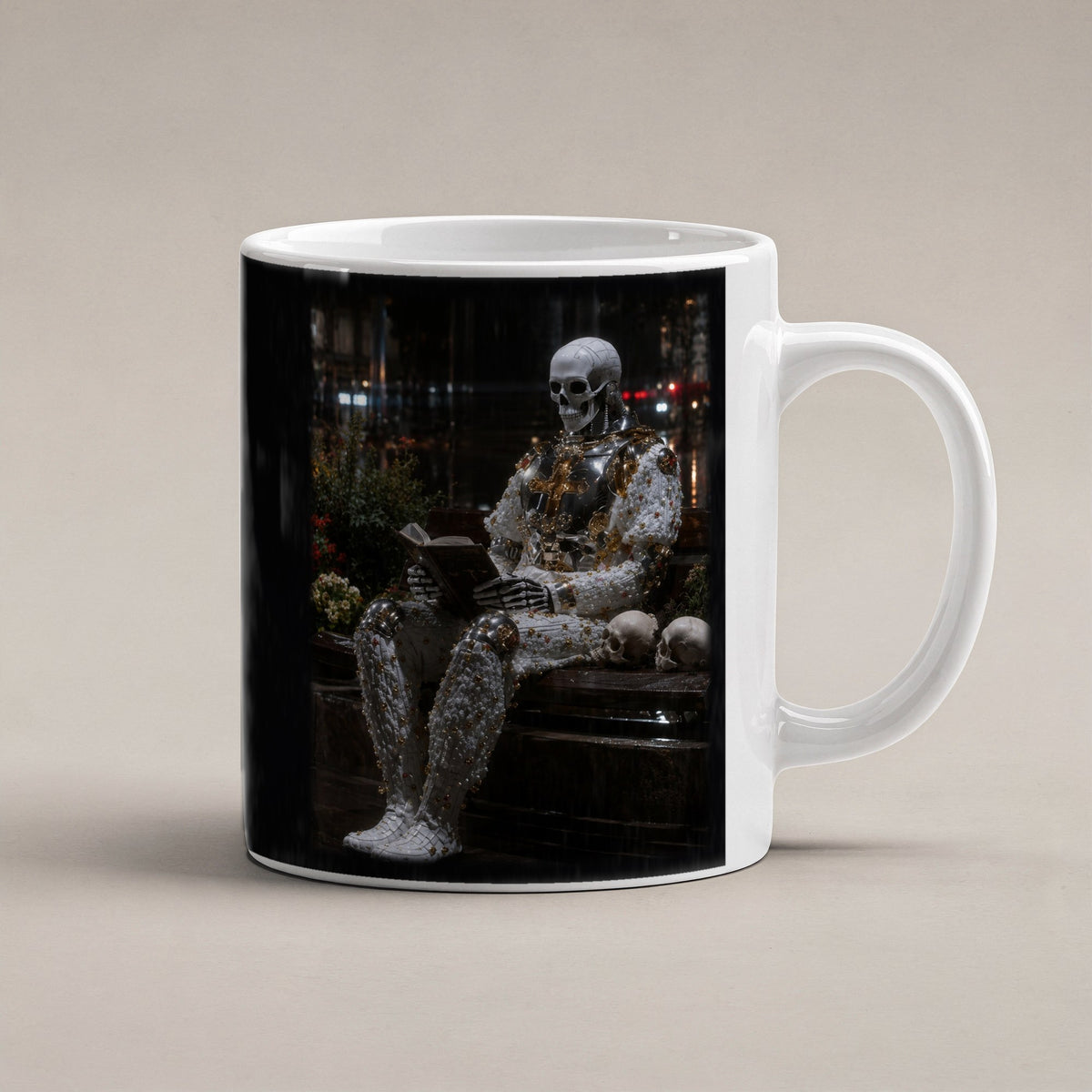 Der Wartende – weiße Tasse, freigestellt