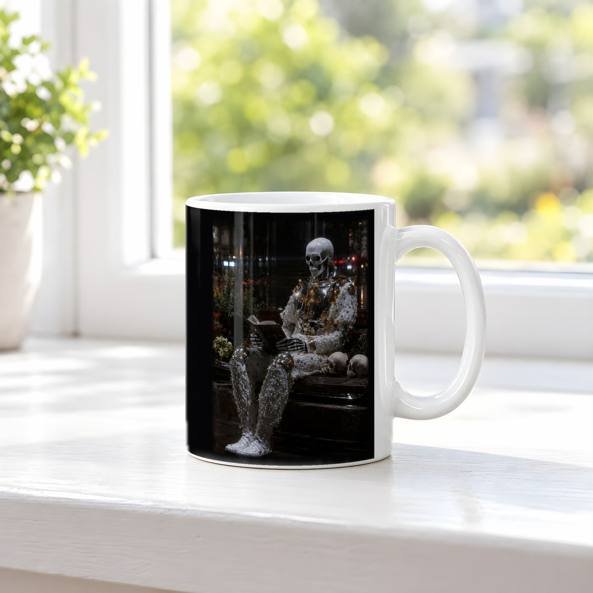 Der Wartende – weiße Tasse, auf der Fensterbank