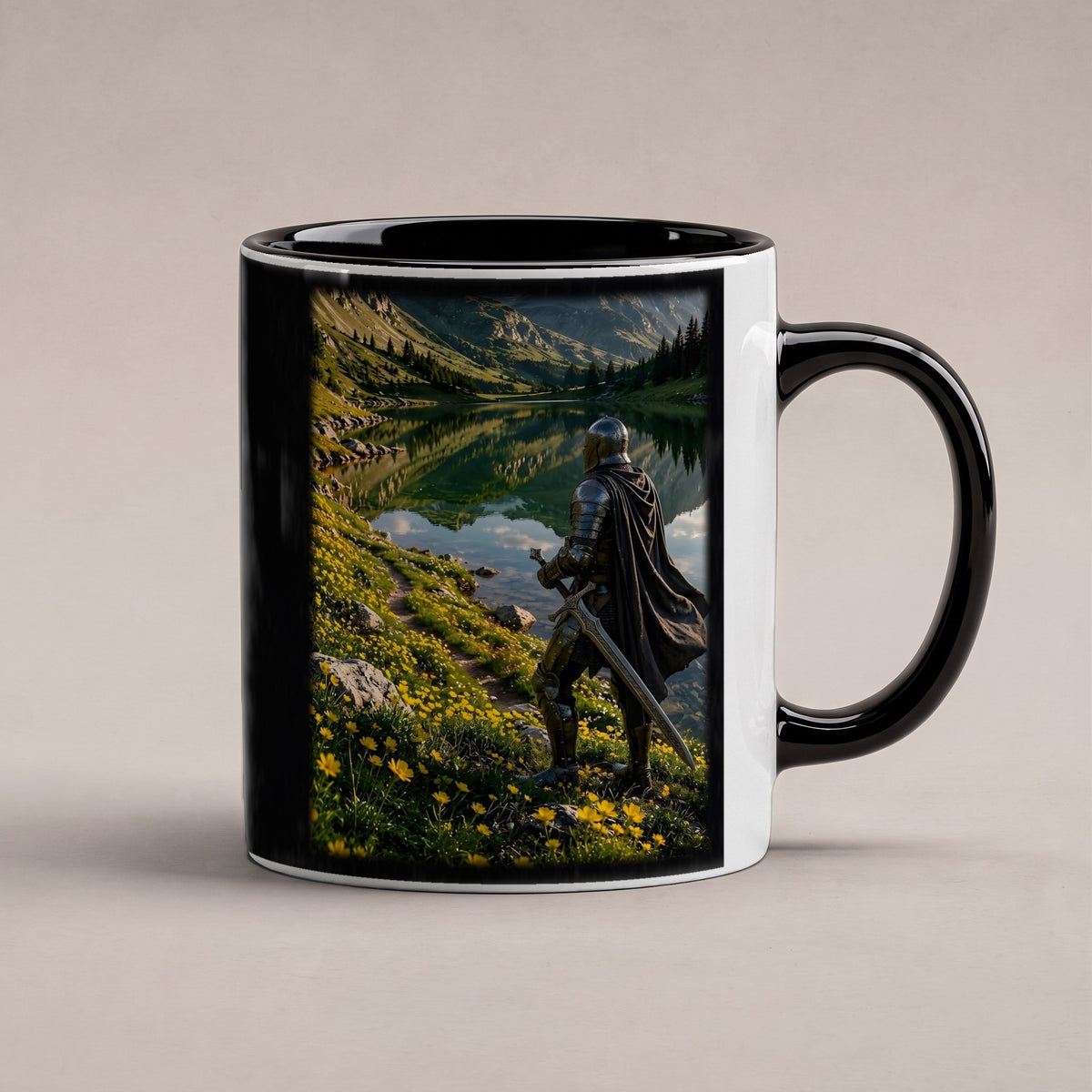 Der Wächter am See – Tasse innen schwarz, freigestellt